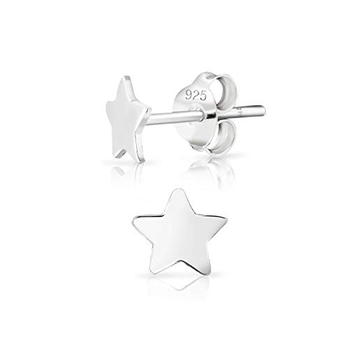 DTP Silver - Pendientes Semental de Plata de Ley 925 - Estrella - Diámetro 5 mm