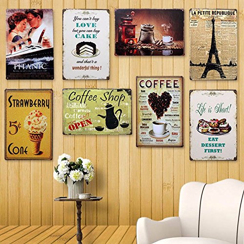 Ducomi Placas de Pared Decoración Hogar Metal Vintage. Cuadros Decoracion Casa para Cocina, Jardin, Casa, Pub, Oficina. Retro Art Pintura Aluminio. Gran Selección, Enviado Desde ES (Cocktail 005)