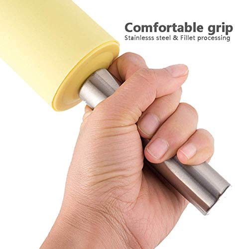 DUDDP Rolling Pin Balanceo de silicona con bicarbonato de Mat - pastelería, pasta, pasta de la pizza antiadherente de pastelería Fondant Set Mat Dough Roller for decoración de pasteles, masa de gallet