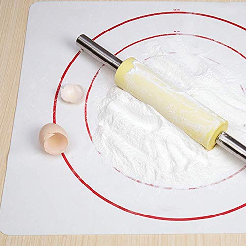 DUDDP Rolling Pin Balanceo de silicona con bicarbonato de Mat - pastelería, pasta, pasta de la pizza antiadherente de pastelería Fondant Set Mat Dough Roller for decoración de pasteles, masa de gallet