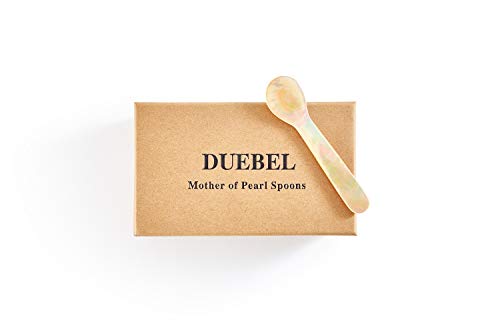 DUEBEL Juego de 6 Cucharas MOP Brillantes de Nácar de 9cm x 2.4cm para Caviar, Huevo y Helado (Negro) (Multi, 9cm x 2.4cm)