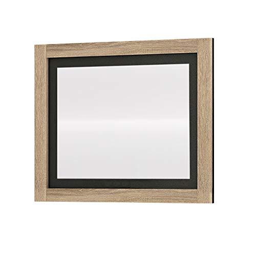 duehome HomeSouth - Espejo de Pared, Mural con Luna Modelo Lara, Acabado en Color Cambria y Grafito, Medidas: 90 cm (Alto) x 75 cm (Ancho) x 3,5 cm (Fondo)