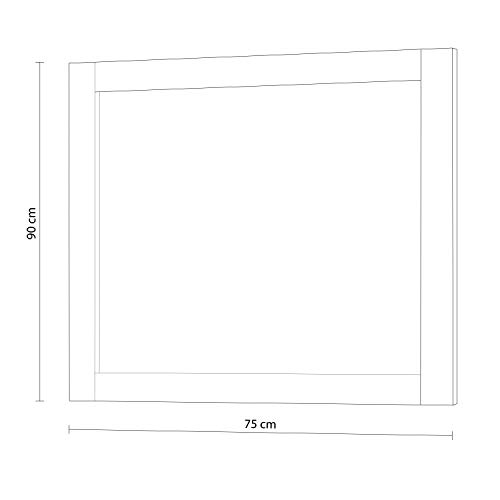 duehome HomeSouth - Espejo de Pared, Mural con Luna Modelo Lara, Acabado en Color Cambria y Grafito, Medidas: 90 cm (Alto) x 75 cm (Ancho) x 3,5 cm (Fondo)