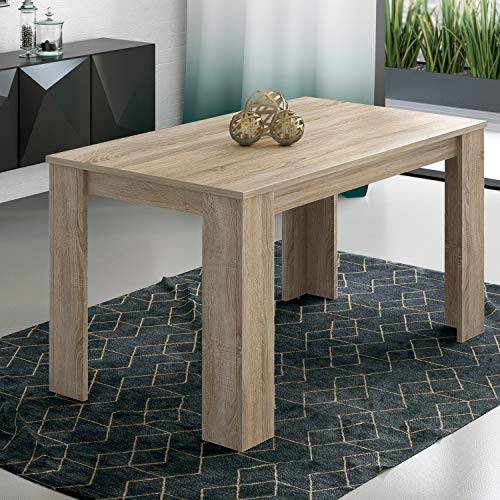 duehome HomeSouth - Mesa Comedor, Mesa Fija, Modelo Berta, Acabado Color Cambria, Medidas: 140 cm (Largo) x 80 cm (Ancho) x 75 cm (Alto)