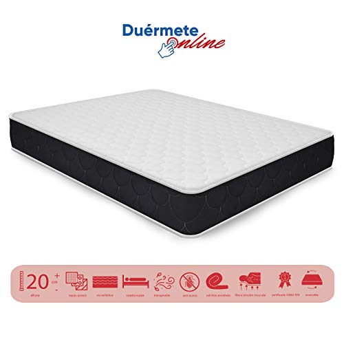 Duérmete Online - Colchón Viscoelástico Pocket Visco Reversible (Cara Invierno-Verano) Firmeza-dureza Alta, Muy Transpirable, 80x180