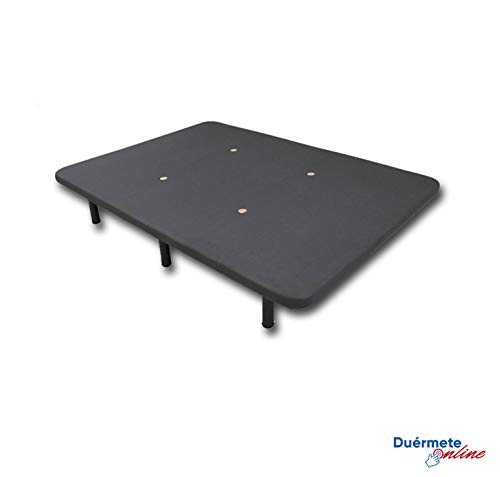 Duérmete Online - Duérmete-Base Tapizada 3D Reforzada 5 Barras de Refuerzo y Válvulas de Ventilación + 6 Patas, Gris, 105x190