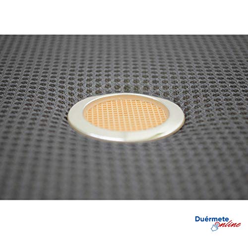 Duérmete Online - Duérmete-Base Tapizada 3D Reforzada 5 Barras de Refuerzo y Válvulas de Ventilación + 6 Patas, Gris, 105x190