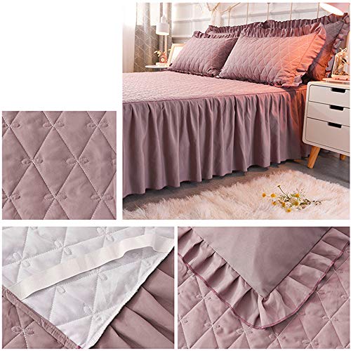 DUJUN Cama y Colcha con Falda de Cama con Volantes,Antiarrugas Antideslizante a Prueba de Polvo,fácil de Colocar y Quitar,para habitación de Hotel/Dormitorio,  A7 180 * 200 cm