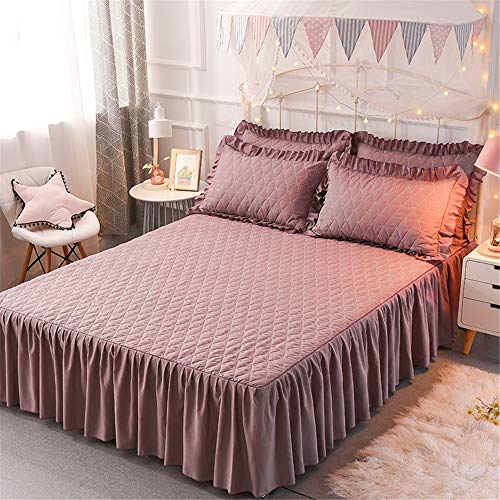 DUJUN Cama y Colcha con Falda de Cama con Volantes,Antiarrugas Antideslizante a Prueba de Polvo,fácil de Colocar y Quitar,para habitación de Hotel/Dormitorio,  A7 180 * 200 cm
