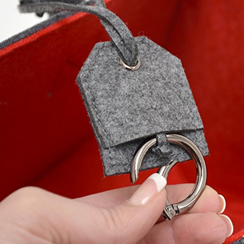 DuneDesign Bolsa de Fieltro sintético 50x25x25cm para leña Compra 25kg Gris Rojo