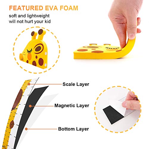 DUOUPA Gráfico de crecimiento Jirafa 3D, Regla de Altura Medidor de altura de quita y pon para niños, Pegatinas de pared Movibles para Escribible Material EVA, Vinilos para dormitorio infantil