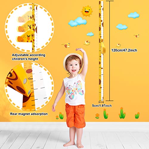 DUOUPA Gráfico de crecimiento Jirafa 3D, Regla de Altura Medidor de altura de quita y pon para niños, Pegatinas de pared Movibles para Escribible Material EVA, Vinilos para dormitorio infantil