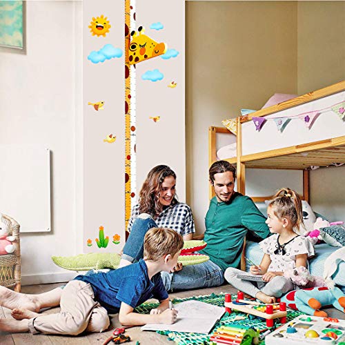 DUOUPA Gráfico de crecimiento Jirafa 3D, Regla de Altura Medidor de altura de quita y pon para niños, Pegatinas de pared Movibles para Escribible Material EVA, Vinilos para dormitorio infantil