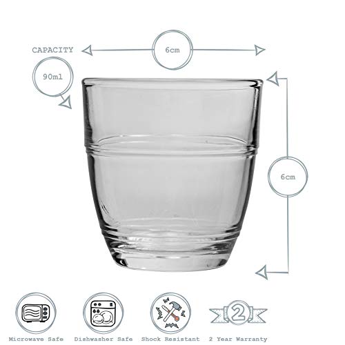 Duralex Gigogne - Juego de Vasos pequeños para café o Licor - 90 ml - Pack de 12