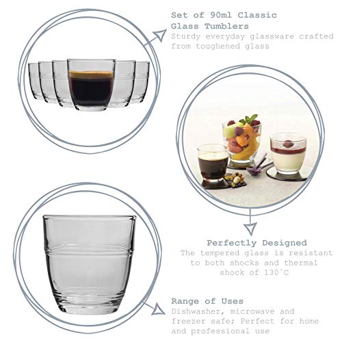 Duralex Gigogne - Juego de Vasos pequeños para café o Licor - 90 ml - Pack de 12