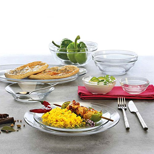 Duralex LYS - Juego de Platos Llanos para Postre - Cristal Templado Resistente al Calor - 19 cm - Pack de 12