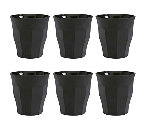 Duralex Picardie vasos de cristal (en tacto suave negro juego de 6 250 ml vidrio endurecido para bebidas calientes o frías