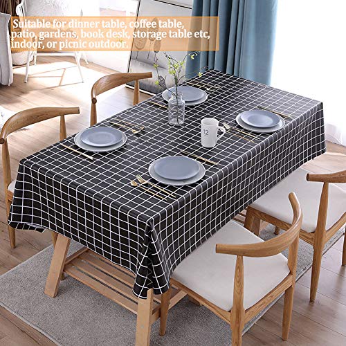 Durtail Mantel Antimanchas, Mantel de PVC impermeable,Mantel Mesa Rectangular,Para Mesa de Comedor, Resistente al Aceite, Al agua, a las Manchas, al Moho y al Agua (145 x 220 cm), Color Negro