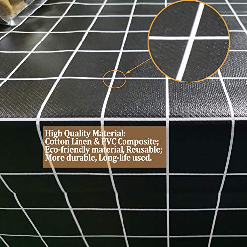 Durtail Mantel Antimanchas, Mantel de PVC impermeable,Mantel Mesa Rectangular,Para Mesa de Comedor, Resistente al Aceite, Al agua, a las Manchas, al Moho y al Agua (145 x 220 cm), Color Negro