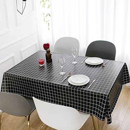 Durtail Mantel Antimanchas, Mantel de PVC impermeable,Mantel Mesa Rectangular,Para Mesa de Comedor, Resistente al Aceite, Al agua, a las Manchas, al Moho y al Agua (145 x 220 cm), Color Negro