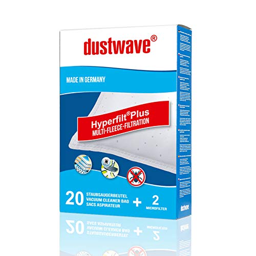 dustwave®MICROVLIES Megapack – 20 bolsas para aspiradora Siemens – VS06G2483 Synchropower 2400W y Bosch – Tipo G 468383 / dustwave®MICROVLIES – Fabricado en Alemania + Incluye microfiltro