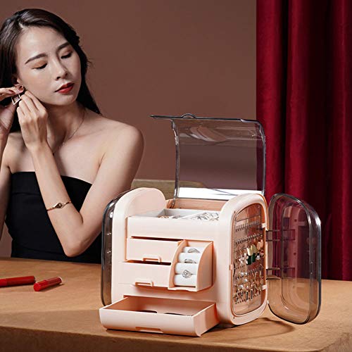 DWGYQ 2020 Joyero de Estilo Nuevo Caja de Almacenamiento de cajón de joyería de Gran Capacidad Estilo Europeo Adecuado para Almacenamiento de aretes brazaletes Collares y Anillos,Rosado