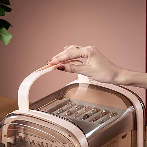 DWGYQ 2020 Joyero de Estilo Nuevo Caja de Almacenamiento de cajón de joyería de Gran Capacidad Estilo Europeo Adecuado para Almacenamiento de aretes brazaletes Collares y Anillos,Rosado