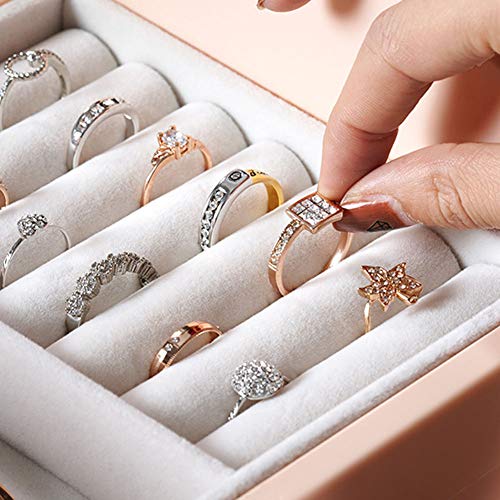 DWGYQ 2020 Joyero de Estilo Nuevo Caja de Almacenamiento de cajón de joyería de Gran Capacidad Estilo Europeo Adecuado para Almacenamiento de aretes brazaletes Collares y Anillos,Rosado