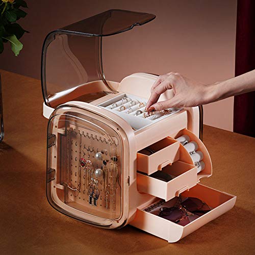 DWGYQ 2020 Joyero de Estilo Nuevo Caja de Almacenamiento de cajón de joyería de Gran Capacidad Estilo Europeo Adecuado para Almacenamiento de aretes brazaletes Collares y Anillos,Rosado