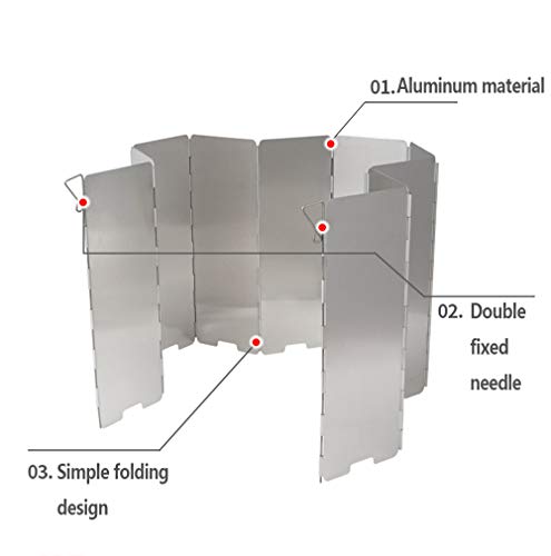 DXIA 10 Placas Parabrisas Camping, Placas Parabrisas de Aluminio Plegable, Parabrisas Hornillo Camping Gas Plegable Pantalla Camp Stove, Pantalla de Viento Cortavientos al Aire Libre
