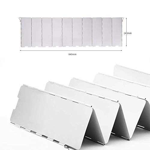 DXIA 10 Placas Parabrisas Camping, Placas Parabrisas de Aluminio Plegable, Parabrisas Hornillo Camping Gas Plegable Pantalla Camp Stove, Pantalla de Viento Cortavientos al Aire Libre