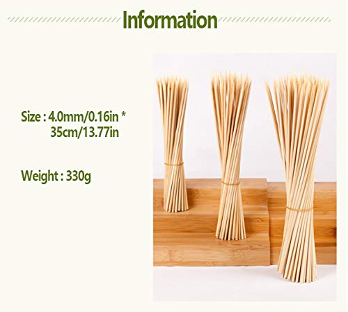 DXIA 200Pcs Palos de Bambú Desechables, Palillos de Madera, 35 cm/ø4 mm Barbacoa Brochetas, Palillos de bambú para el Asar y cocinar, pour Barbecue, Kebab, Fruits, Fontaine au Chocolat