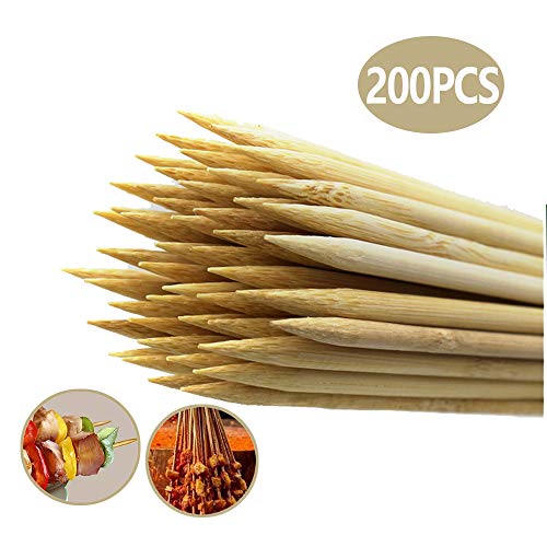 DXIA 200Pcs Palos de Bambú Desechables, Palillos de Madera, 35 cm/ø4 mm Barbacoa Brochetas, Palillos de bambú para el Asar y cocinar, pour Barbecue, Kebab, Fruits, Fontaine au Chocolat