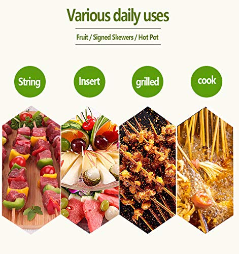 DXIA 200Pcs Palos de Bambú Desechables, Palillos de Madera, 35 cm/ø4 mm Barbacoa Brochetas, Palillos de bambú para el Asar y cocinar, pour Barbecue, Kebab, Fruits, Fontaine au Chocolat