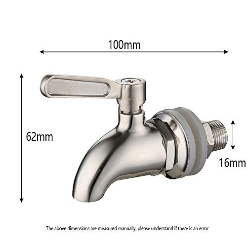 DXIA Grifo Dispensador Acero Inoxidable, Dispensador de Bebidas, Espiga de Repuesto para Dispensador de Bebidas, Grifo de Vino para Jugo de Reemplazo 16mm del Dispensador, Espiga Grifo