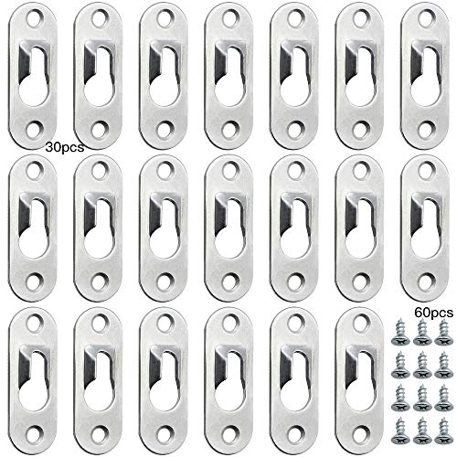 DXLing 30 Piezas Placa Colgante de Ojo de Cerradura Colgadores de ojo de Cerradura de metal 44 mm x 16 mm Percha de ojo de Cerradura Sujetadores con Tornillo para Enmarcar y Sujetar Elementos
