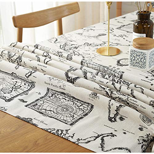 DXSX Manteles Mapa del Mundo Mesa Rectangular Antimanchas con la Tela de algodón de Lino Cubierta de la Tabla Conveniente para la decoración casera de la Tabla del café de la Boda de la Cocina