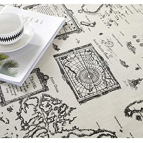 DXSX Manteles Mapa del Mundo Mesa Rectangular Antimanchas con la Tela de algodón de Lino Cubierta de la Tabla Conveniente para la decoración casera de la Tabla del café de la Boda de la Cocina
