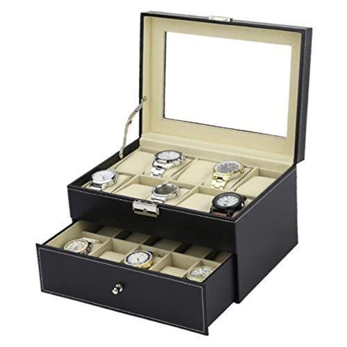 DXX-HR De Doble Capa Caja de Reloj de joyería Caja 20 bits PU Pantalla de Cristal Top Reloj de Almacenamiento Display Box