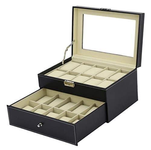 DXX-HR De Doble Capa Caja de Reloj de joyería Caja 20 bits PU Pantalla de Cristal Top Reloj de Almacenamiento Display Box
