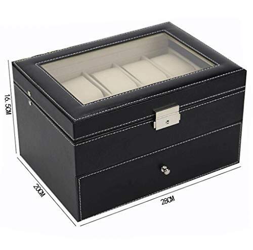 DXX-HR De Doble Capa Caja de Reloj de joyería Caja 20 bits PU Pantalla de Cristal Top Reloj de Almacenamiento Display Box