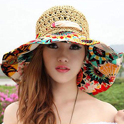 DYFAR Sombrero para el Sol abatible, Extra Grande Plegable Reversible UPF 50+ Sombrero de Playa para solárium Sombrero de Playa para Viaje de protección Solar UPF 50, Khaki