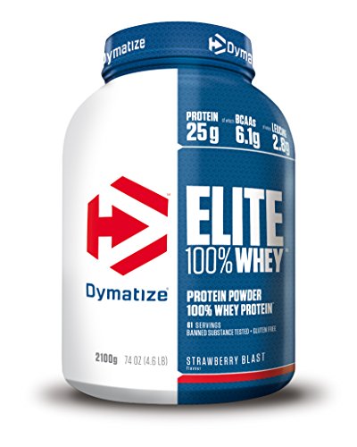 Dymatize Elite Whey Strawberry Blast 2,1Kg - Pulverizador de alta Poteína y Baja Azúcar + Proteína de Suero y BCAA