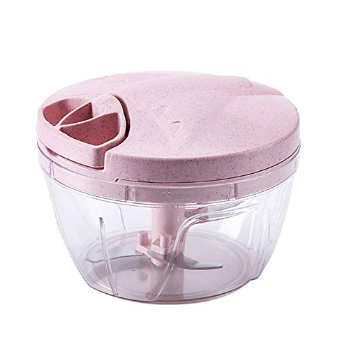 DZANKEN - Picadora de carne manual de 5 hojas, picadora de legumbre, pájaro ensalada, pesto, perejil, salchicha/máquina de cortar nueces, vainilla, alimentos para bebés, prensa ajos (rosa pequeña)