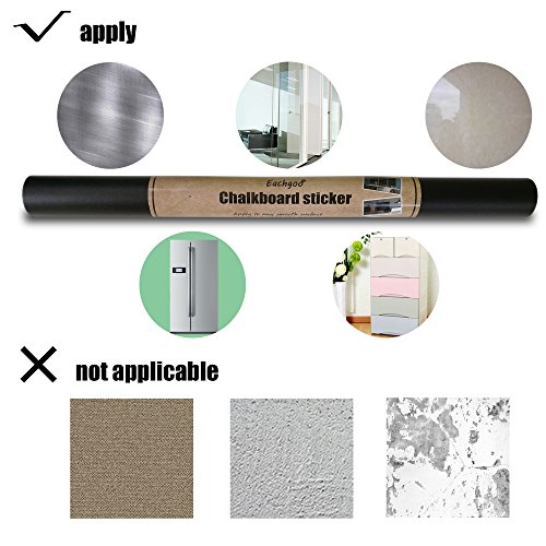 Eachgoo Negra Papel Pizarra Adhesivo, Vinilo Pizarra Cocina para Escribir y Borrar (Incluye 5 tizas),44.5X 210 cm