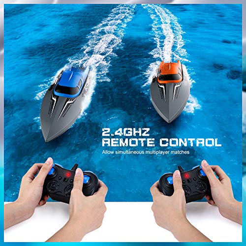 EACHINE EB02 Barco de Control Remoto para Niños Alta Velocidad 2.4 GHz 40 Minutos 150 Metros Volteo de 180°2 cabinas Diseño Impermeable 370 Motor de Enfriamiento Conmutación de Velocidad (2 Baterías)
