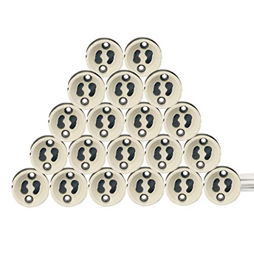 EACLL GU10 Bases para Lámparas, Casquillo Portalámparas Zócalo de Cerámica, Con Cable de Silicona de Calidad, Conector Para LED GU10 y Bombilla Halógena, Pack de 20