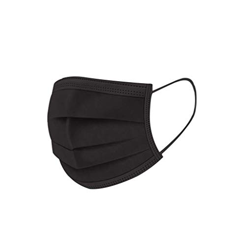 Earleye0 100 PC 3 Capas Transpirables con Elástico para Los Oídos, Adulto Protección Desechable No Tejido Black White Rosa (Black -100PC)