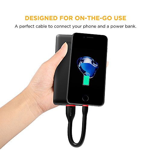 EasyAcc Cable iPhone [Certificado MFi C94] 0.5 Pies Duradero Cable de Carga iPhone Lightning USB Compatible con iPhone 11, XS MAX XS XR,X 8/8 Plus,7/7plus,6s/6sPlus, 5s/5, iPad-Negro