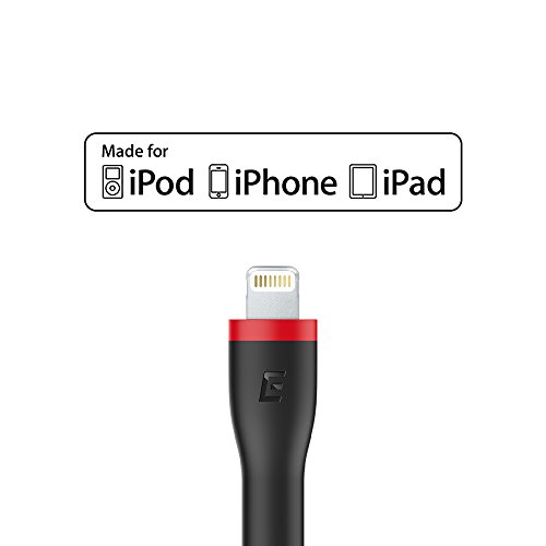 EasyAcc Cable iPhone [Certificado MFi C94] 0.5 Pies Duradero Cable de Carga iPhone Lightning USB Compatible con iPhone 11, XS MAX XS XR,X 8/8 Plus,7/7plus,6s/6sPlus, 5s/5, iPad-Negro